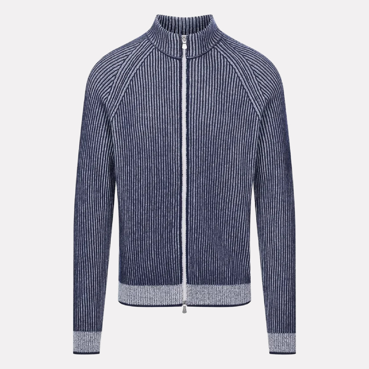 Premium Vertical Rib Structure Full Zip Cardigan / Navy– Churchills ...
